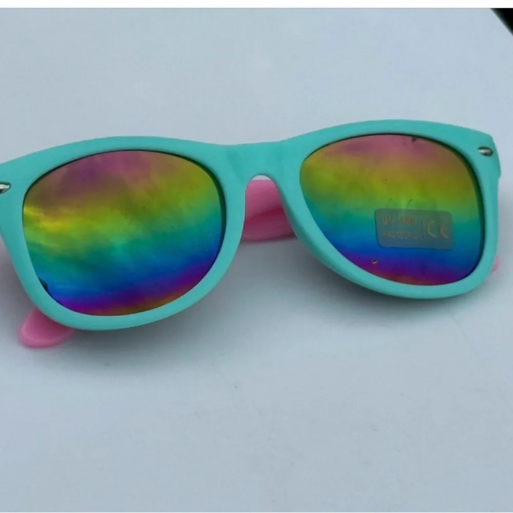 Kids Rainbow Mirror Sunglasses – Aqua & Pink UV400 Protection